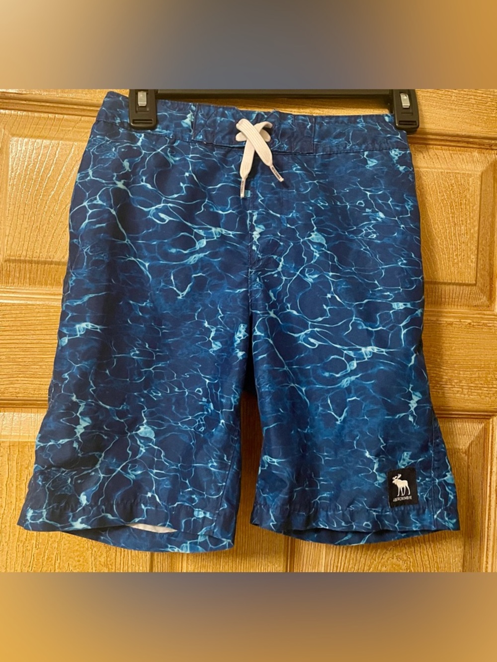 Abercrombie Kids Navy Blue Water-Print Swim Trunks size 9/10 EUC